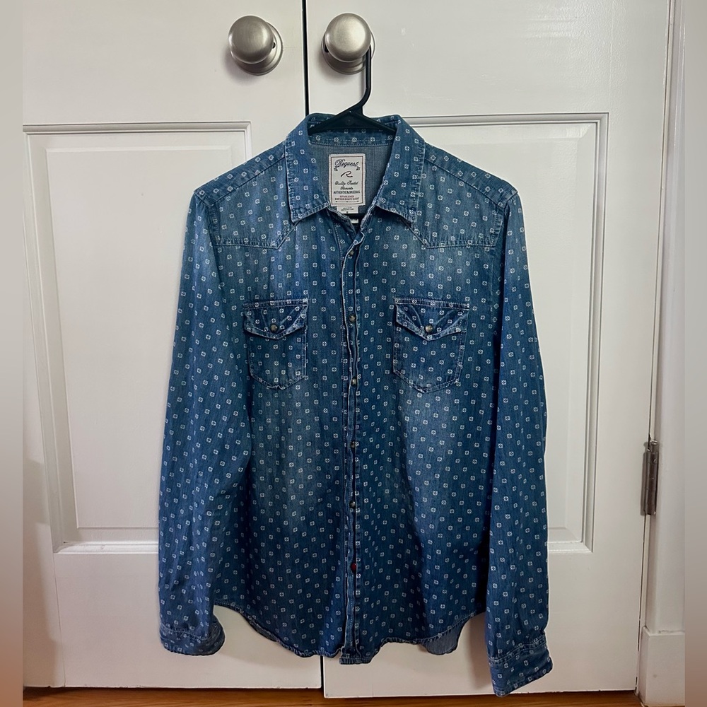 Vintage Blue Denim Button-Up Shirt